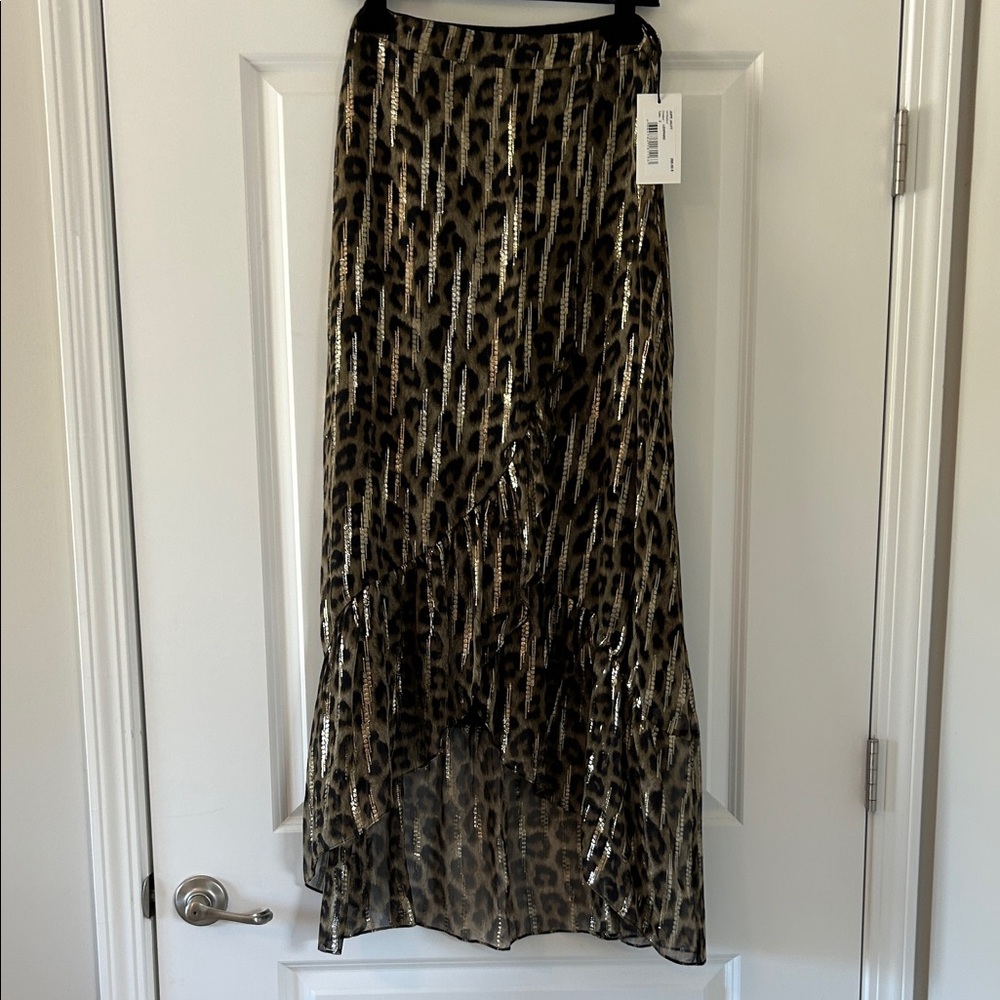 NWT Ba&ash Chic Leopard Print High-Low Wrap Skirt Sz 10